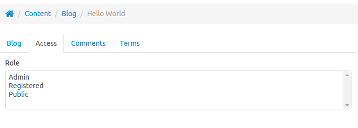 How to set access of content